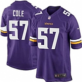 Nike Men & Women & Youth Vikings #57 Cole Purple Team Color Game Jersey,baseball caps,new era cap wholesale,wholesale hats